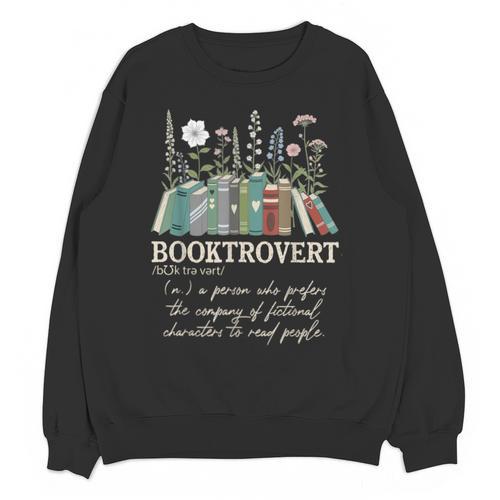 Booktrovert Definition Floral Books Reading Teacher Library Unisex Sweatshirt - Bookorys AU