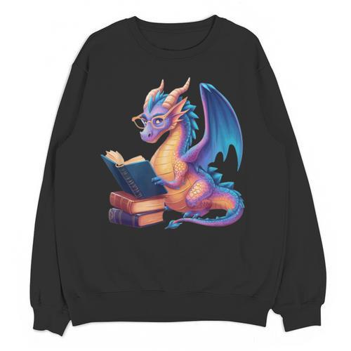 Bookworm Book Lover Women Girls Dragon Reading Unisex Sweatshirt - Bookorys AU