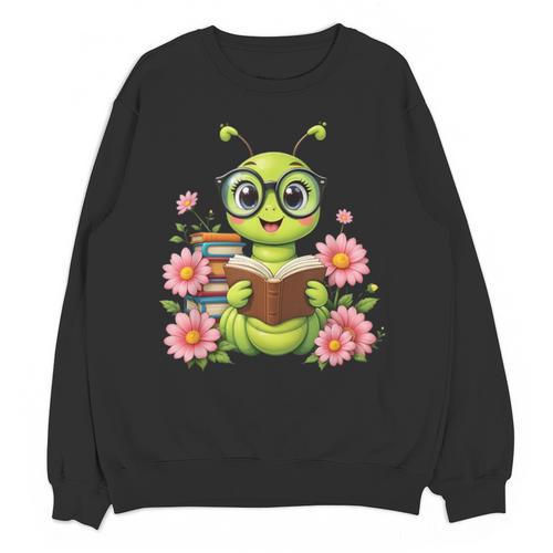 Bookworm Costume Kawaii Reading Worm For World Book Day Unisex Sweatshirt - Bookorys