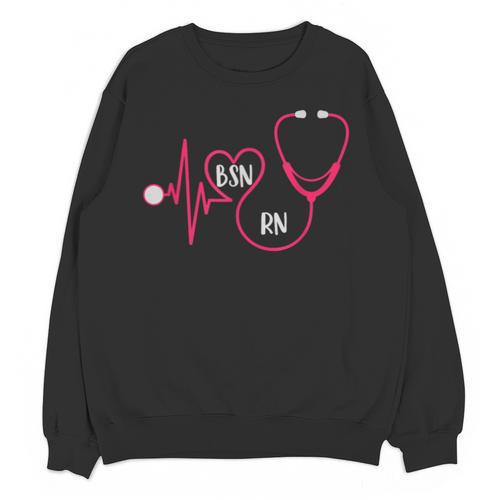 BSN RN EKG Heart Stethoscope Registered Nurse Graduation Unisex Sweatshirt - Best Gift Smart