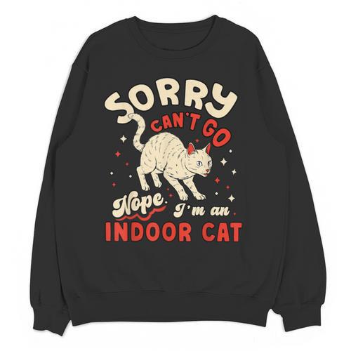 Cat Lover Sorry Cant Go Im An Indoor Introvert Cat Mom Unisex Sweatshirt - Raresse