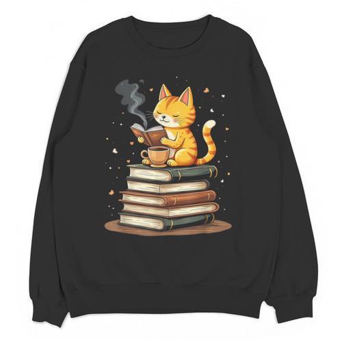 Cat Reading Books Unisex Sweatshirt - Bookorys AU