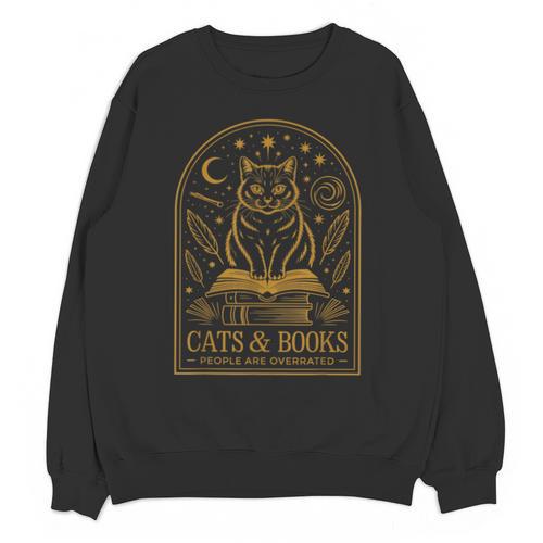 Cats And Books Because People Are Overrated Unisex Sweatshirt - Bookorys UK