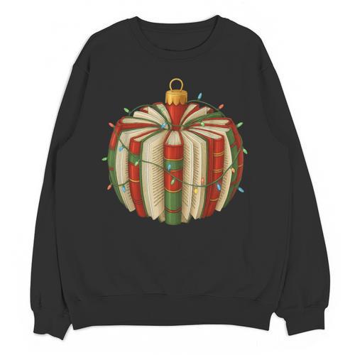Christmas Book Ornament Lights Holiday Reading Lover Teacher Unisex Sweatshirt - Bookorys CA