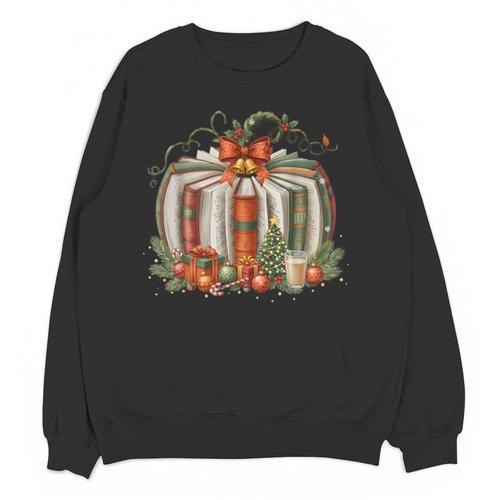 Christmas Book Pumpkin Reading Holiday Lovers Teacher Unisex Sweatshirt - Bookorys
