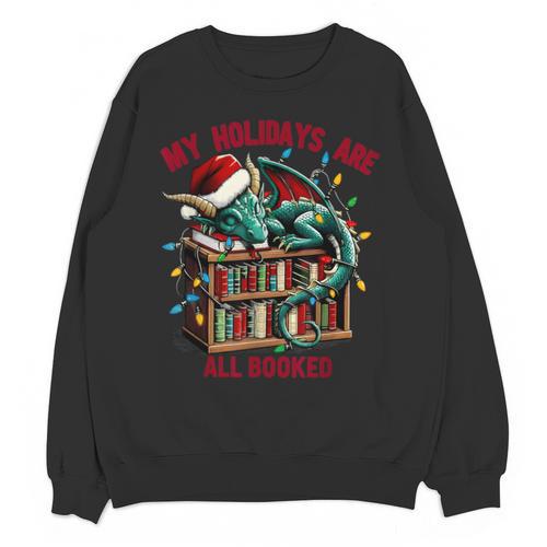 Christmas Dragon My Holidays Are All Booked Book Lovers Kids Unisex Sweatshirt - Bookorys AU
