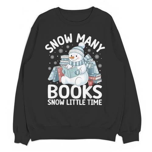 Christmas Reading Snowman So Many Books Men Women Kids Unisex Sweatshirt - Bookorys UK