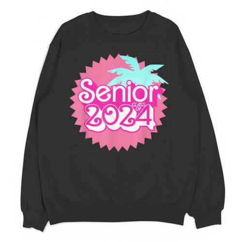 Class Of 2024 Senior Pink Retro Classic Girl Grad Graduation Unisex Sweatshirt - Best Gift Smart