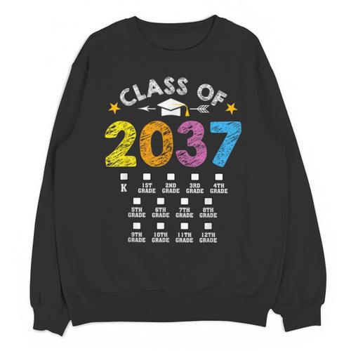 Class Of 2037 Grow With Me Checklist Graduation Unisex Sweatshirt - Best Gift Smart