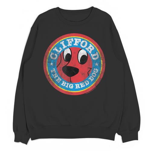 Clifford The Big Red Dog Round Distressed Logo Kids Books Unisex Sweatshirt - Bookorys