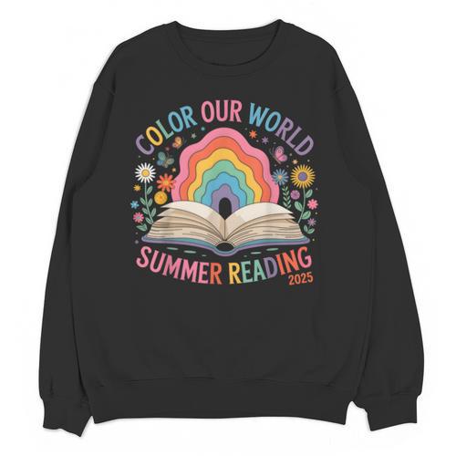 Color Our World Summer Reading 2025 Rainbow Art Book Unisex Sweatshirt - Bookorys
