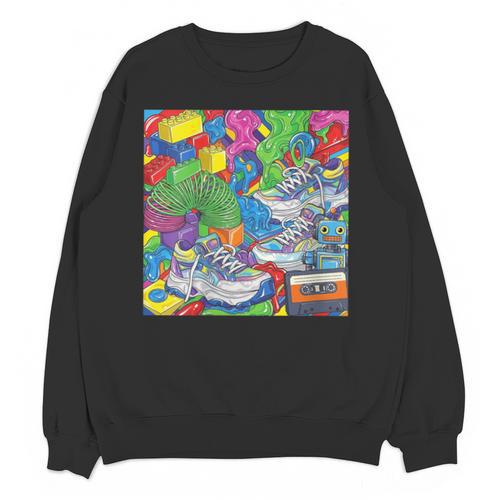 Colorful Kidcore 90s Nostalgia Meme Sneakers Robot Toy Slime Unisex Sweatshirt - Figerry