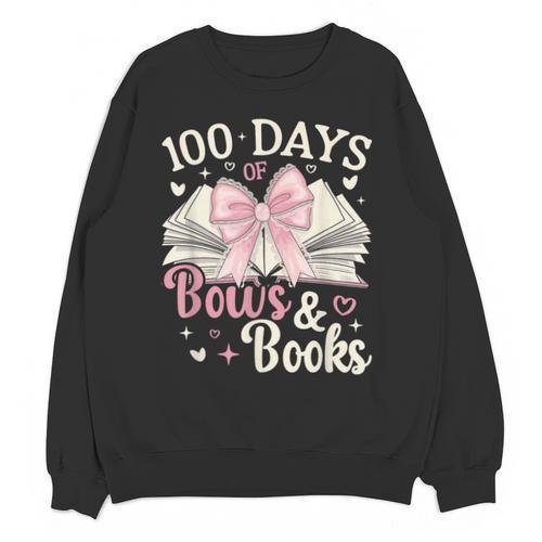 Coquette 100 Days Of Bows Books Reading 100th Day Of School Unisex Sweatshirt - Bookorys