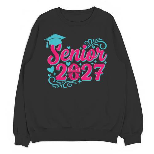 Coquette Pink Bow Senior 2027 Class Of Graduation Unisex Sweatshirt - Best Gift Smart