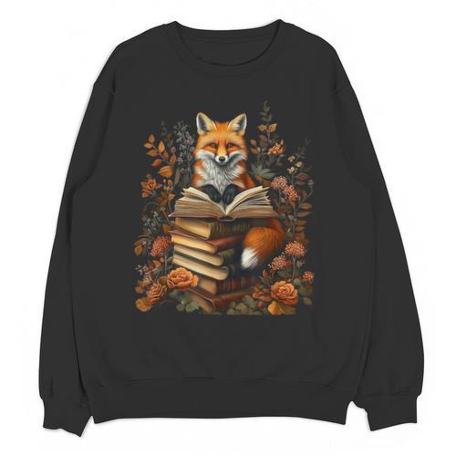 Cottagecore Aesthetic Floral Fox With Book Cute Goblincore Unisex Sweatshirt - Bookorys UK