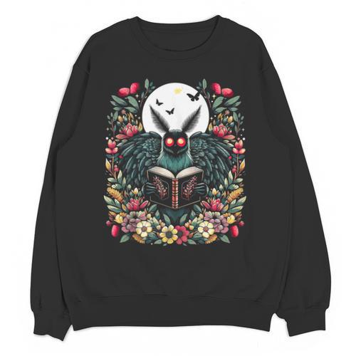 Cottagecore Aesthetic Mothman With Book Cryptid Unisex Sweatshirt - Bookorys CA