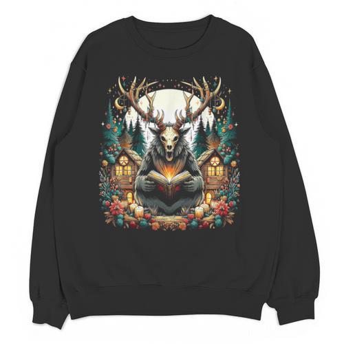 Cottagecore Aesthetic Wendigo With Book Cryptid Unisex Sweatshirt - Bookorys