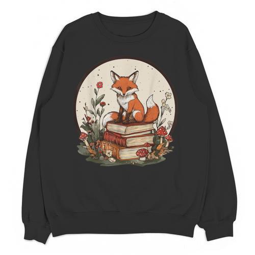 Cottagecore Fox With Books Unisex Sweatshirt - Bookorys CA
