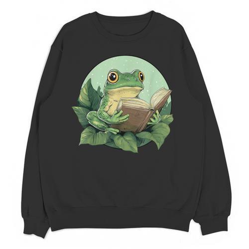 Cottagecore Frog Reading a Book Unisex Sweatshirt - Bookorys UK