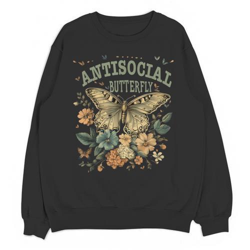 Cottagecore Introvert Humor Vintage Antisocial Butterfly Unisex Sweatshirt - Raresse