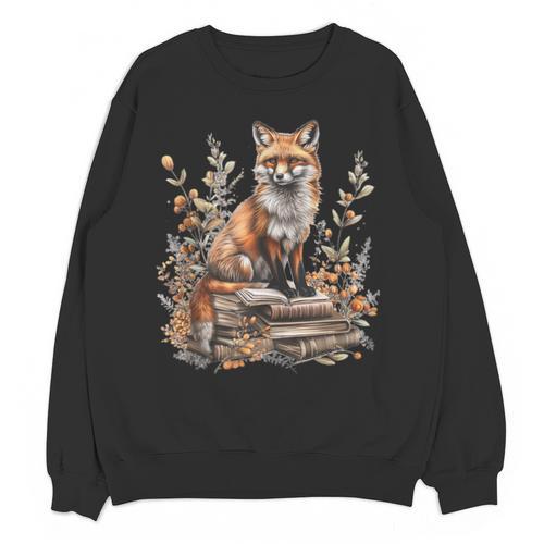 Cottagecore Minimalist Floral Fox With Book Cute Goblincore Unisex Sweatshirt - Bookorys DE
