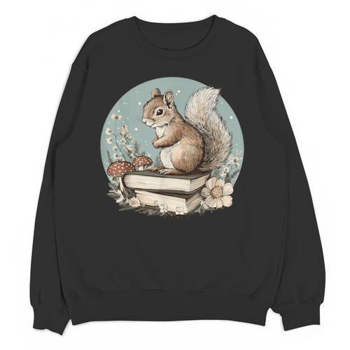 Cottagecore Squirrel With Books Unisex Sweatshirt - Bookorys