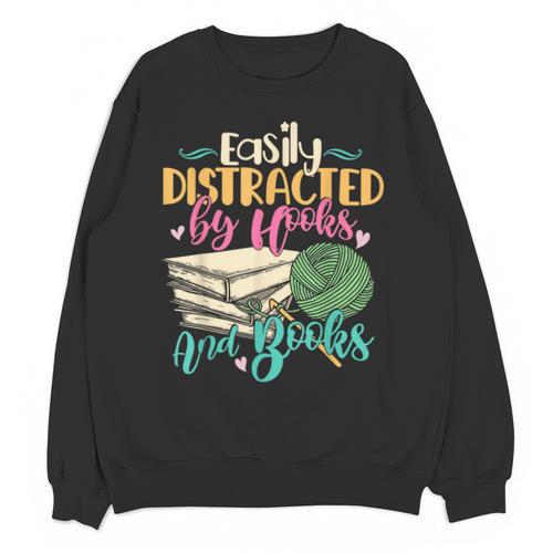 Crochet And Reading Crocheter Bookish Crocheting Book Lover Unisex Sweatshirt - Bookorys DE