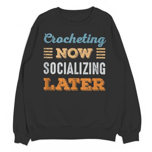 Crocheting Now Minimal Socializing Introvert Vintage Unisex Sweatshirt - Raresse