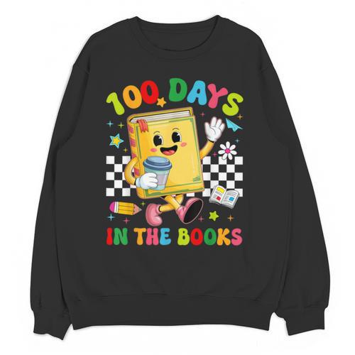 Cute 100 Days In The Books Groovy Boy Girl Teacher Unisex Sweatshirt - Bookorys CA