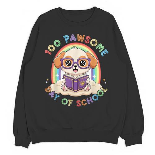 Cute 100th Day Of School 100 Days Dog Reading Book Rainbow Unisex Sweatshirt - Bookorys CA