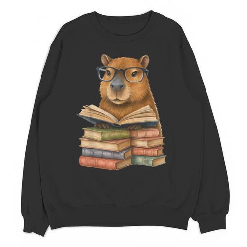 Cute Capybara Reading Books Animal Capybara Bookworms Unisex Sweatshirt - Bookorys