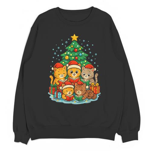 Cute Cats Reading Books Christmas Tree Unisex Sweatshirt - Bookorys AU