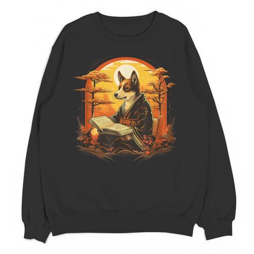 Cute Corgi Dog In Japanese Kimono With Book Men Women Girls Kids Unisex Sweatshirt - Bookorys AU