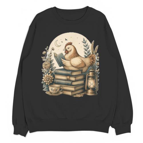 Cute Cottagecore Aesthetic Chicken Reading Book Nerd Unisex Sweatshirt - Bookorys UK