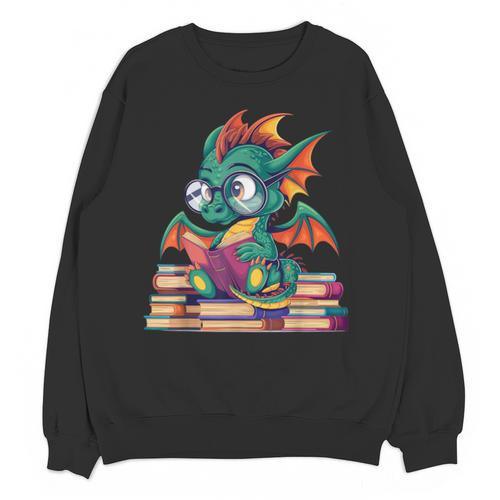 Cute Dragon Reading a Book Bookworm For Men Women Kid Unisex Sweatshirt - Bookorys AU