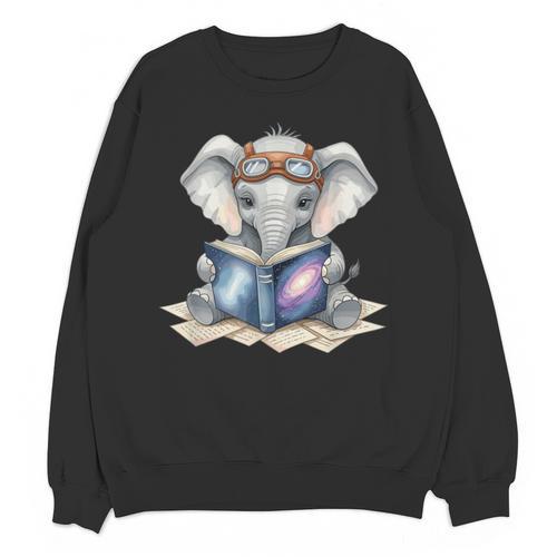 Cute Elephant Reading Universe Book Unisex Sweatshirt - Bookorys CA