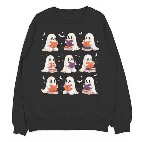 Cute Ghost Reading Book Lovers Halloween Ghost Unisex Sweatshirt - Bookorys