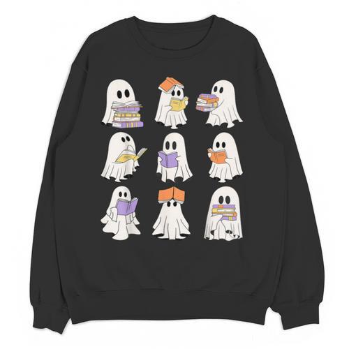 Cute Ghost Reading Books Teacher Halloween Reading Men Women Kids Unisex Sweatshirt - Bookorys CA
