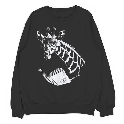 Cute Giraffe Wear Glasses Reading Book Librarian Bookworm Unisex Sweatshirt - Bookorys CA