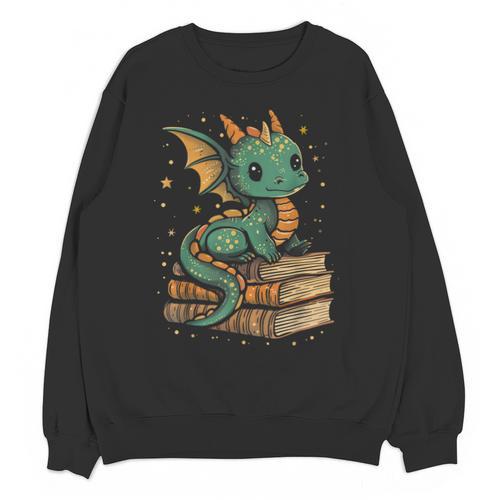 Cute Kawaii Dragon Fantasy Book Lover Book Nerd Unisex Sweatshirt - Bookorys