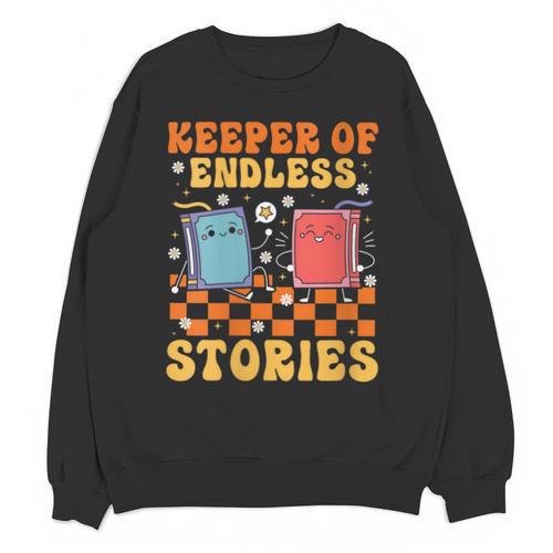 Cute Librarian Library Book Lover Keeper Of Endless Stories Unisex Sweatshirt - Bookorys AU