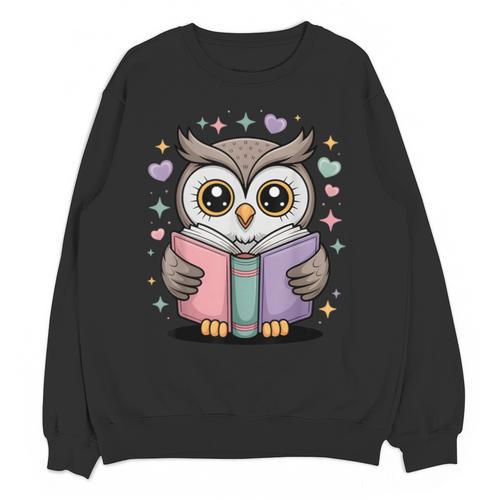 Cute Reading Owl Book Lover Teacher Librarian Bookworm Unisex Sweatshirt - Bookorys