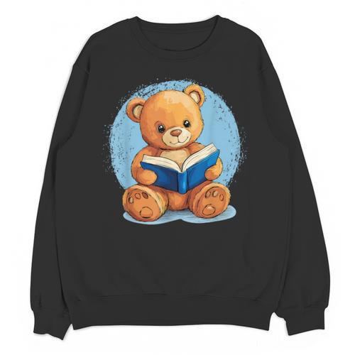 Cute Teddy Bear Reading Book Fun Unisex Sweatshirt - Bookorys DE