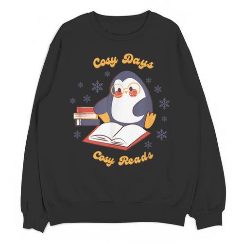 Cute Xmas Book Lover Penguin Reading Cosy Days Cosy Reads Unisex Sweatshirt - Bookorys
