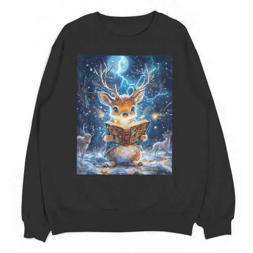 Deer Reads Book Women Girls Reindeer Unisex Sweatshirt - Bookorys UK