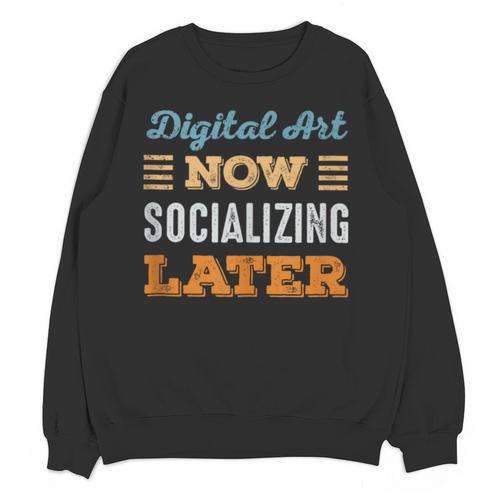 Digital Art Now Minimal Socializing Introvert Vintage Unisex Sweatshirt - Raresse