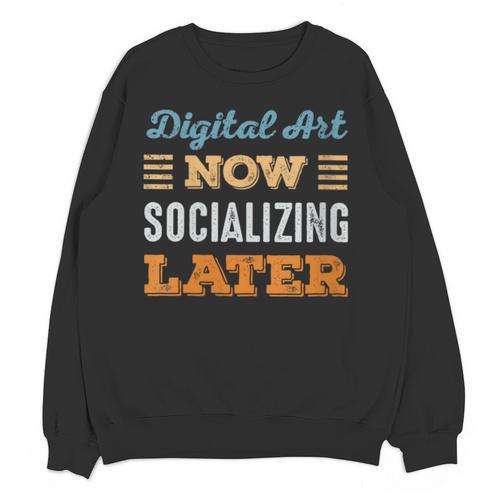 Digital Art Now Minimal Socializing Introvert Vintage Unisex Sweatshirt - Raresse