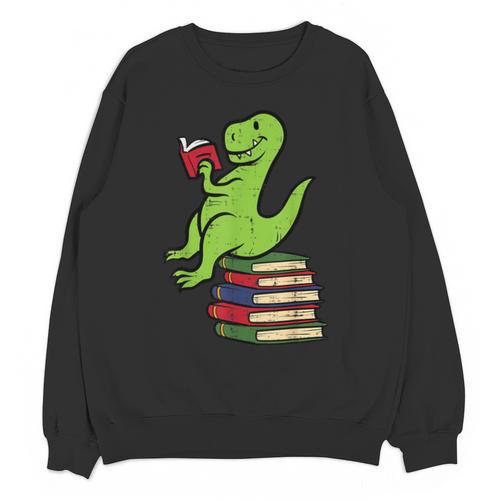 Dino Reading Read Reading Librarian Book Men Boys Kids Unisex Sweatshirt - Bookorys