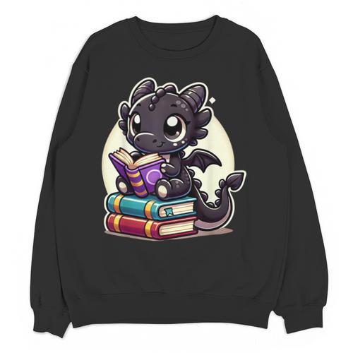 Dragon Reading A Book Cute Bookworm Book Lover Unisex Sweatshirt - Bookorys AU