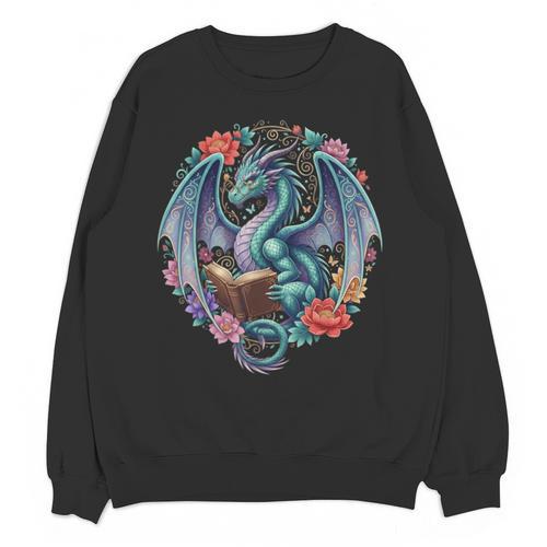 Dragon Reading Book Girls Kids Bookworm Book Lover Unisex Sweatshirt - Bookorys AU
